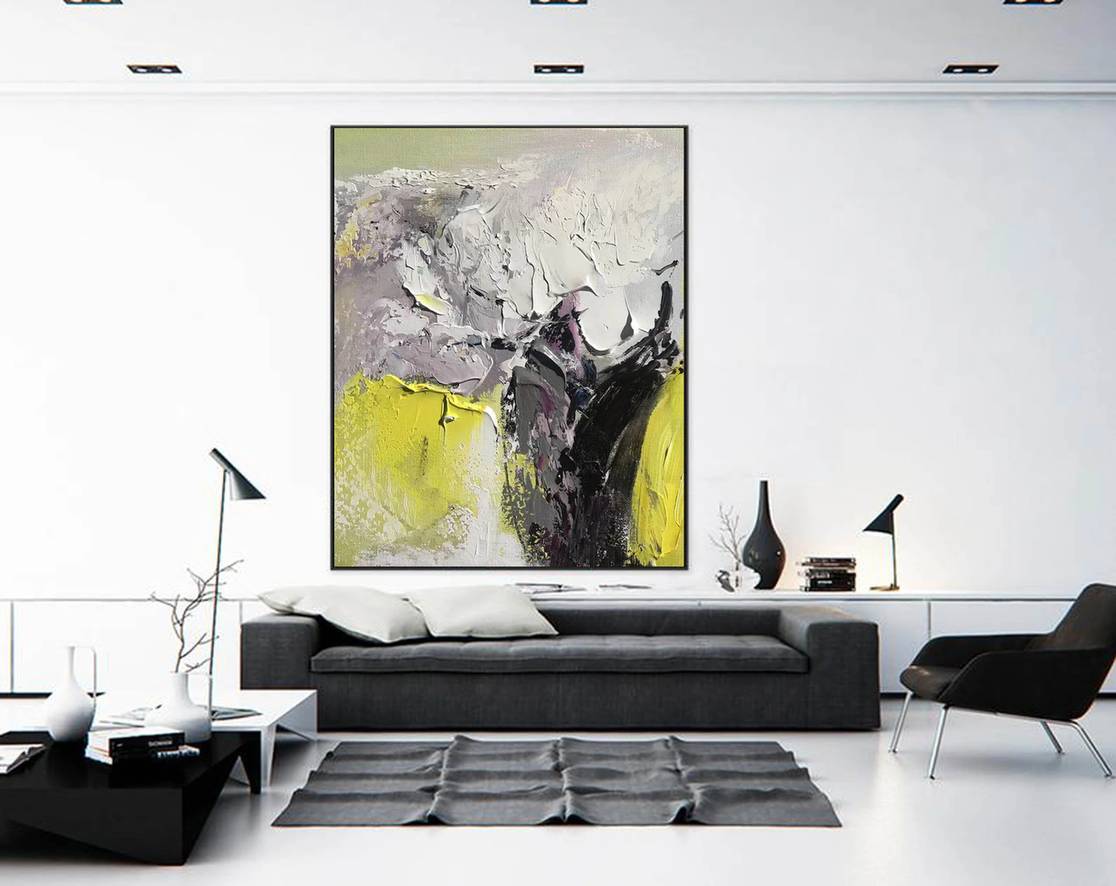 Black Modern Office Abstract Canvas Artwork 0E6BY wall art